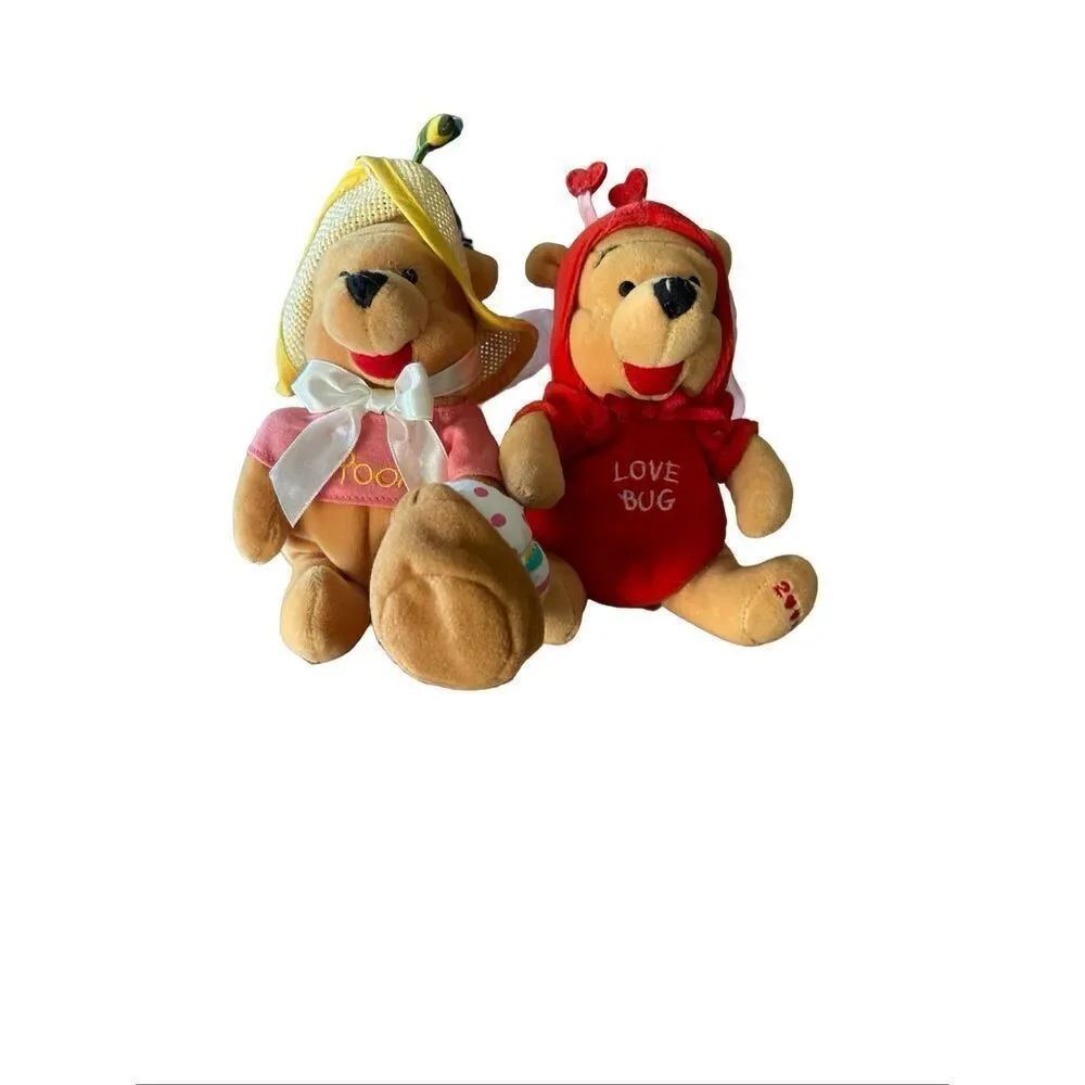 Disney Store Winnie the Pooh "Firefly Pooh" Mini Bean Bag Plush Toys Set of 2